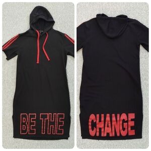 Hoodie Dress with Cutoff Sleeves, Sz XL